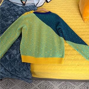 Gucci Blue and Green Patterned Sweater